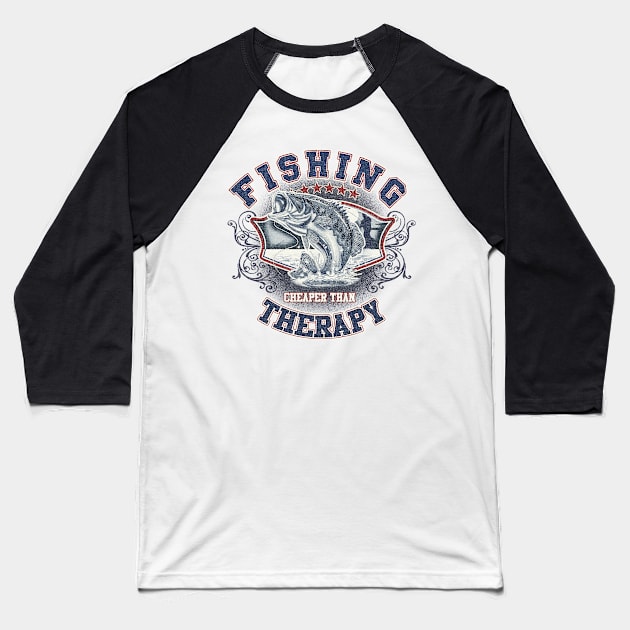 Fishing Therapy Baseball T-Shirt by veerkun